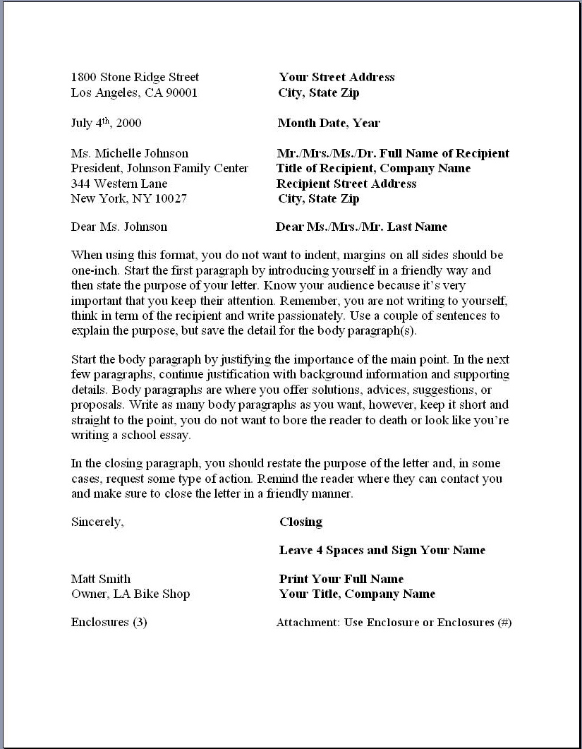 Business Letter Format – Formal Writing Sample, Template ...